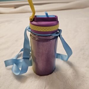 Purple and Blue Glitter Weisidi Kids Stainless Steel  Water Bottle with Strap